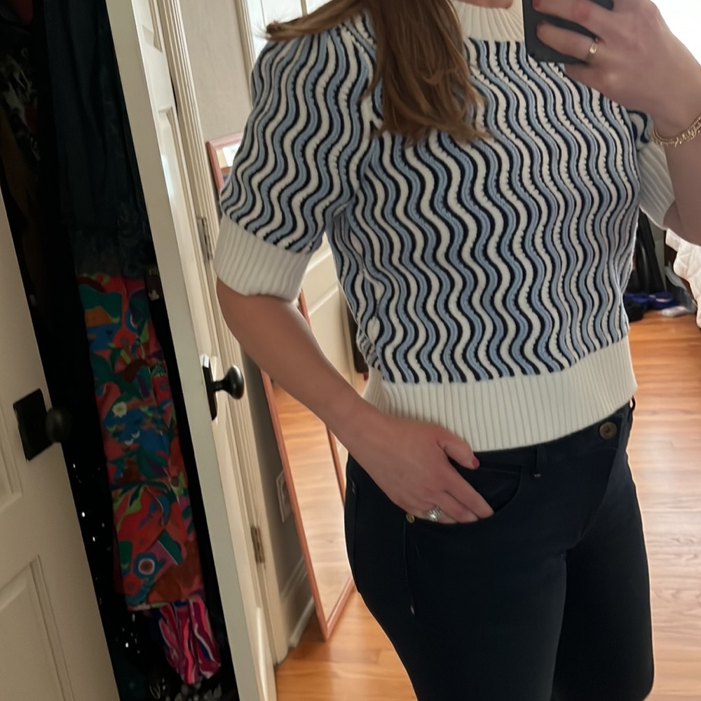 THML IN TOO DEEP BLUE WAVY STRIPE SWEATER TOP large - Picture 7 of 16